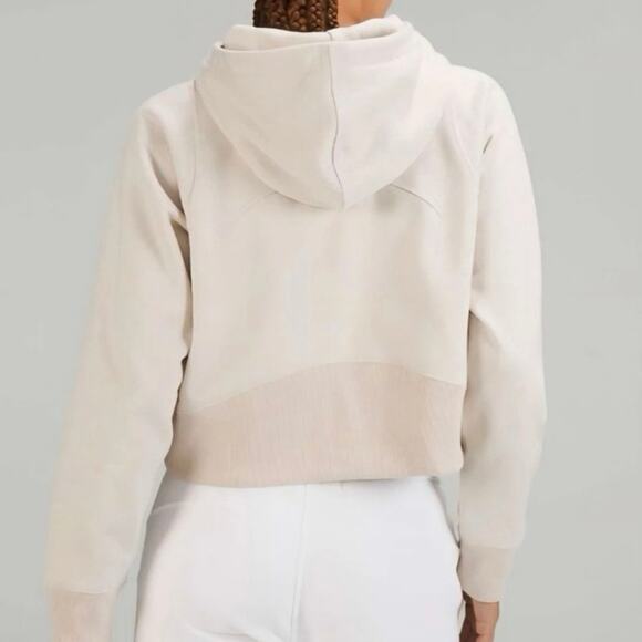Lululemon Loungeful Cropped Hoodie Spark Bone/Beige Sz 6 Gold Shimmer W3GE3S - Picture 2 of 7